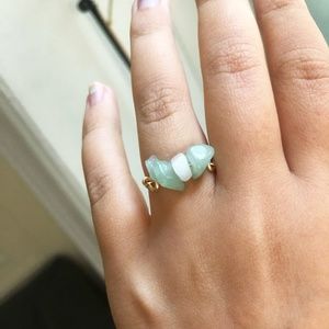Gold Aventurine crystal chip Wire Ring